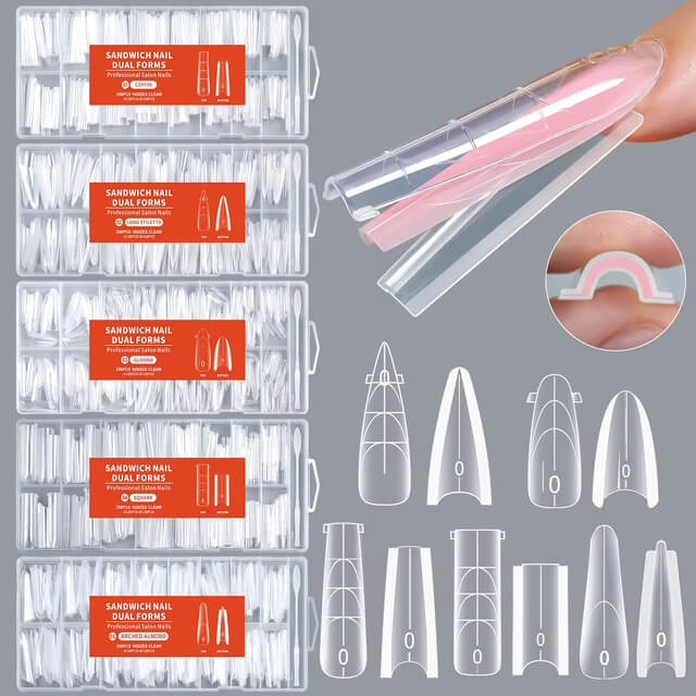 Nail Tip Extensions Coffin Dual Nail Forms 256pcs#1/6339-12 Beyond Beauty Page