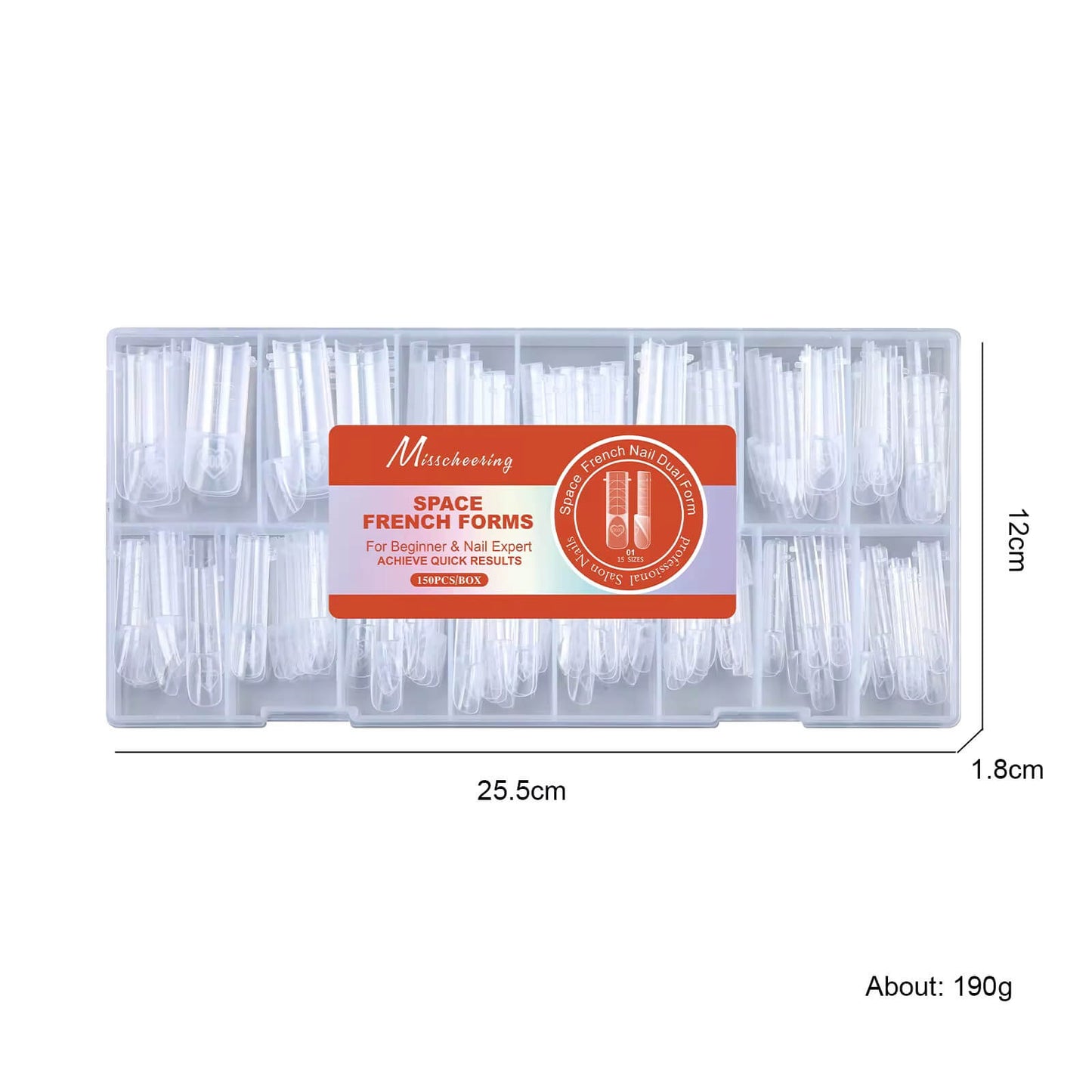 Nail Tip Poly Gel Form Extension Space French Coffin #4/1274-9 Beyond Beauty Page
