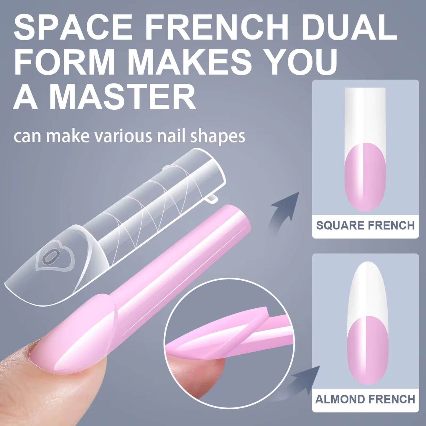 Nail Tip Poly Gel Form Extension Space French Almond #5/9882-9 Beyond Beauty Page
