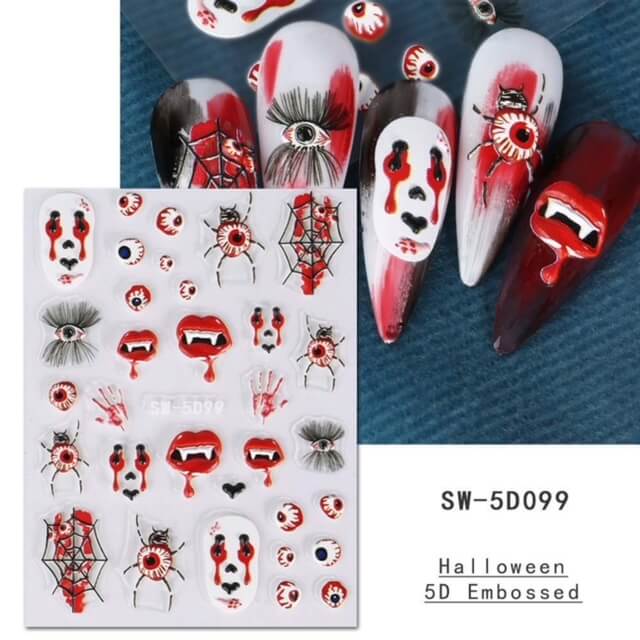 Nail Sticker 5D Halloween Bloody Eye Vampire Lips Premier Nail Supply