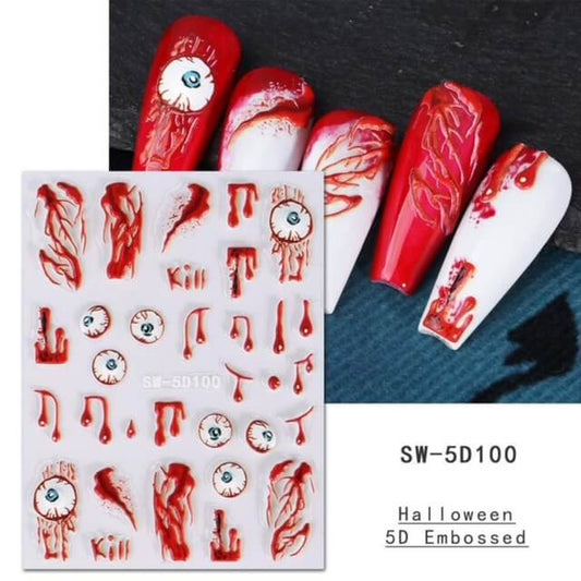 Nail Sticker 5D Halloween Eyeball Red Premier Nail Supply