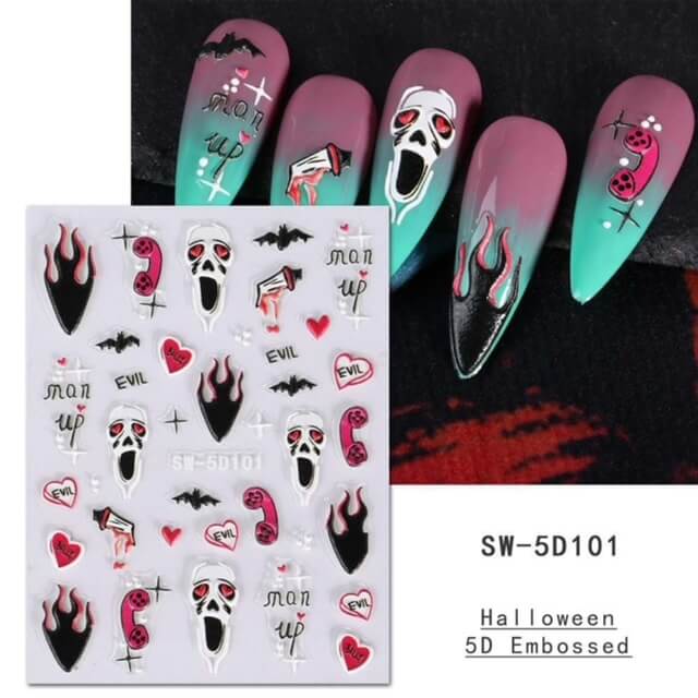 Nail Sticker 5D Halloween Evil Skull Premier Nail Supply