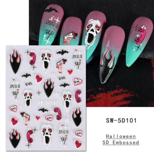 Nail Sticker 5D Halloween Evil Skull Premier Nail Supply