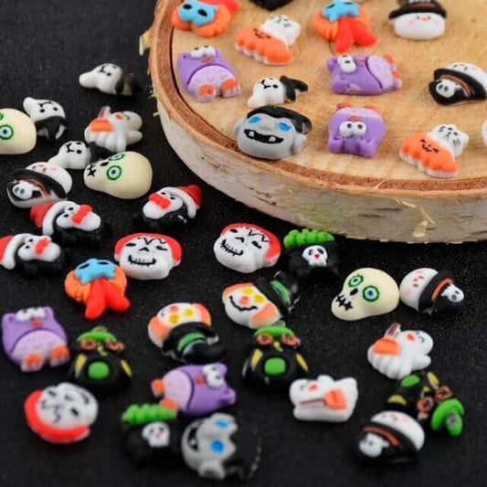 Nail Charm 3D Halloween Resin Skull Owl Kawaii Ghost 25pcs/Bag Premier Nail Supply