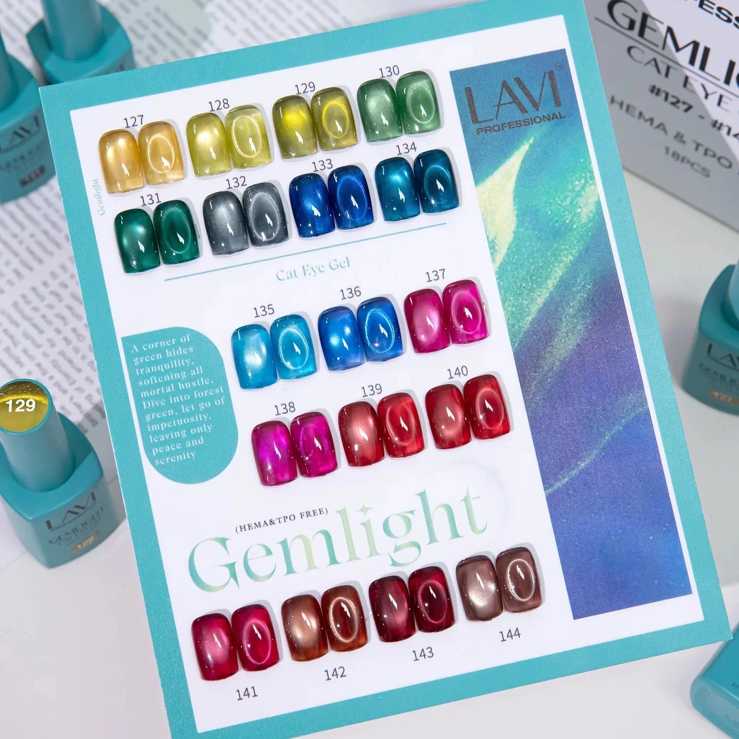 Lavi Cat Eye Gel Gemlight Collection - 18 Colors w/ 1 Counter Display & 1 Magnet Tool Lavi