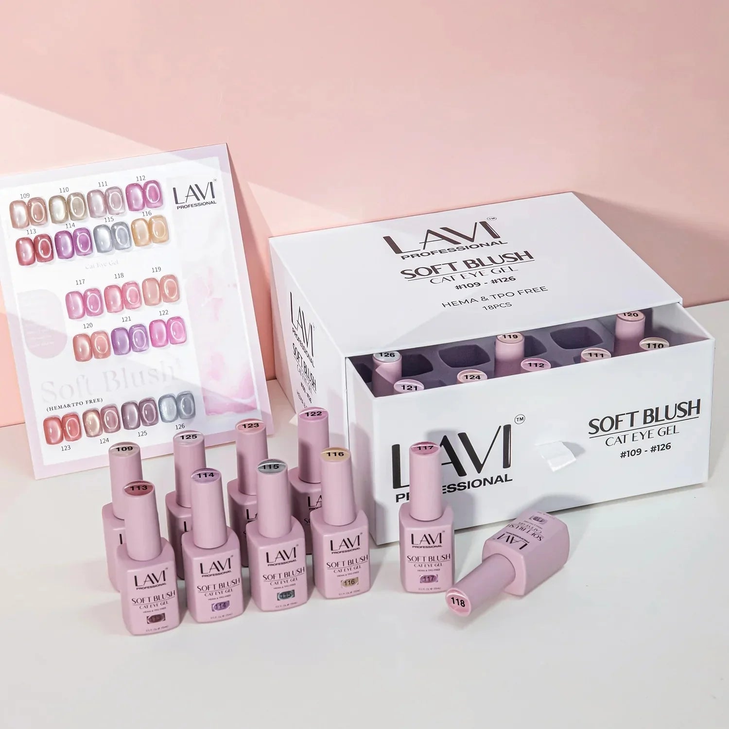 Lavi Soft Blush Cat Eye Gel Collection – 18 Magnetic Colors with Display & Magnet Lavi