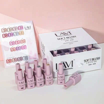 Lavi Soft Blush Cat Eye Gel Collection – 18 Magnetic Colors with Display & Magnet Lavi