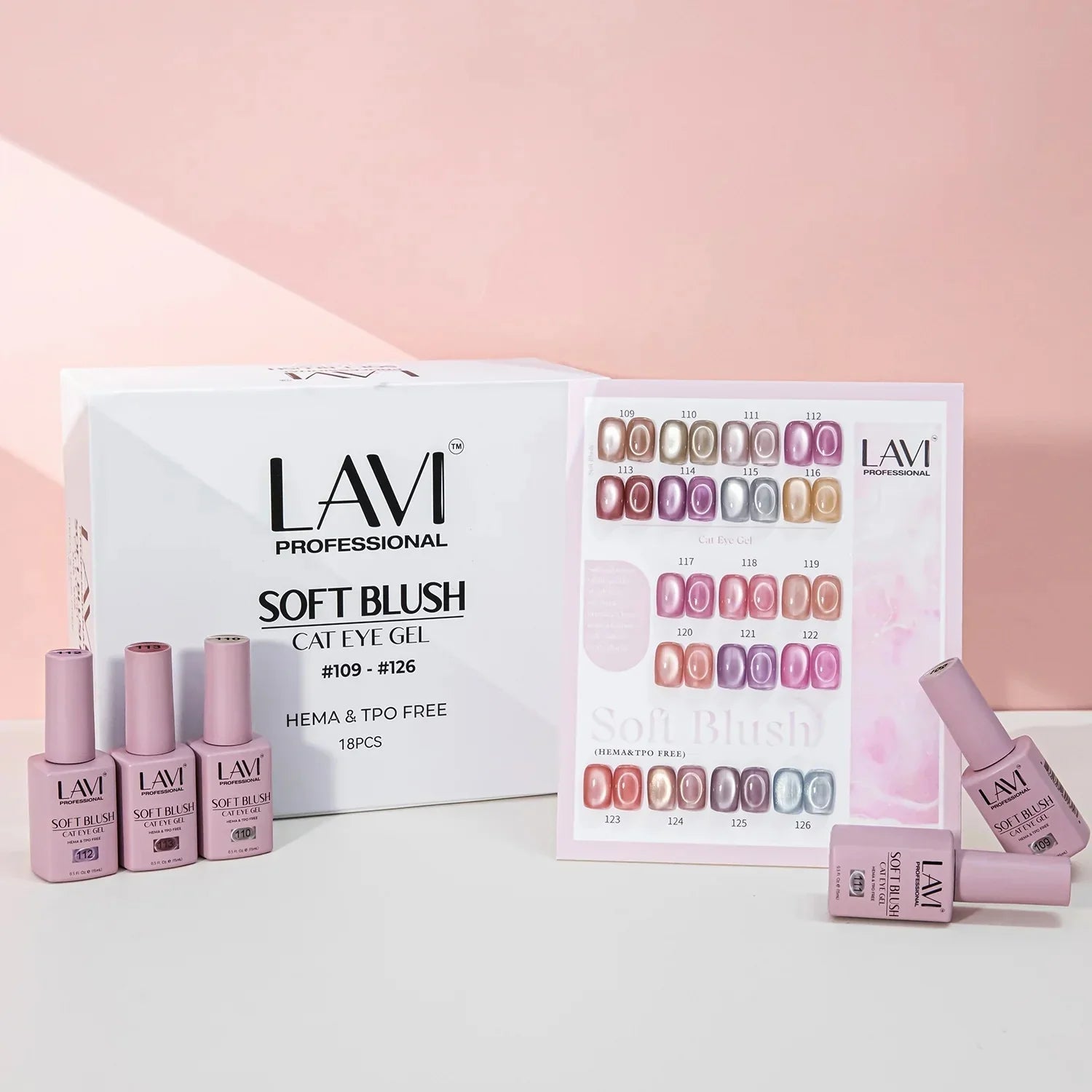 Lavi Soft Blush Cat Eye Gel Collection – 18 Magnetic Colors with Display & Magnet Lavi
