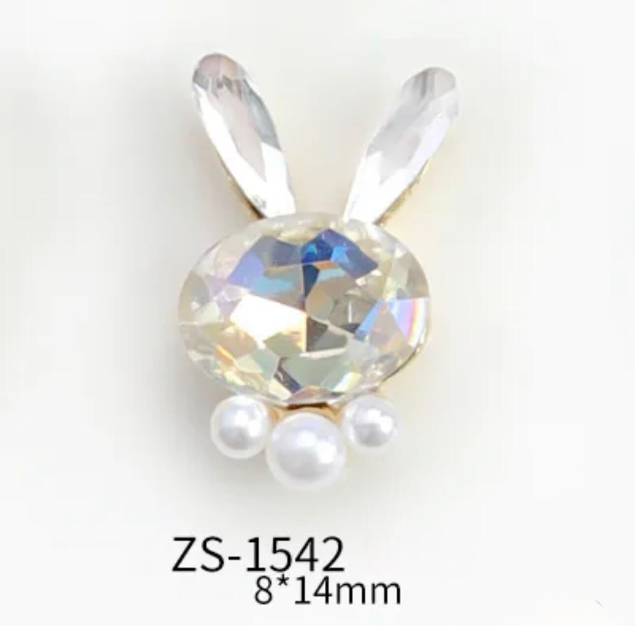 Nail Charm 3D Rhinestone Bunny Pearl 2 pcs/bag Premier Nail Supply