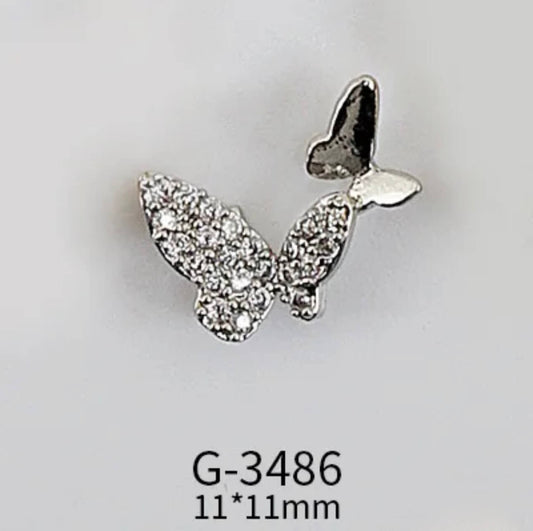 Nail Charm 3D Double Butterfly Diamond 2 pcs/bag Beyond Beauty Page