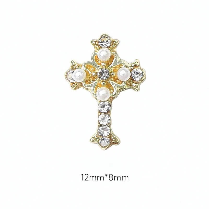 Nail Charm 3D Cross Diamond Pearl 2 pcs/bag Beyond Beauty Page