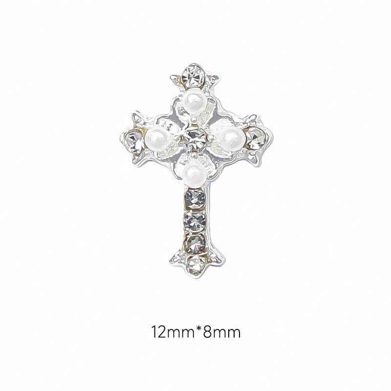 Nail Charm 3D Cross Diamond Pearl 2 pcs/bag Beyond Beauty Page