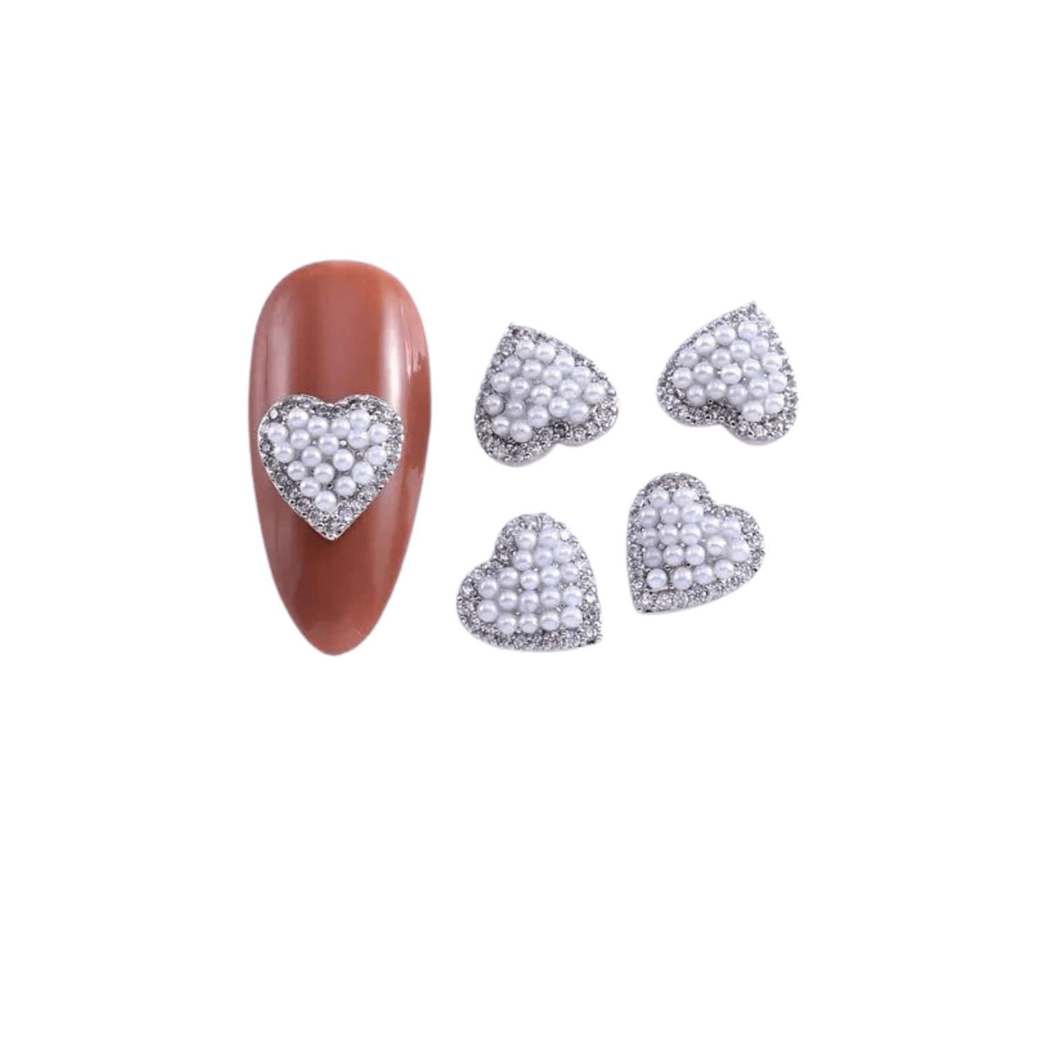 Nail Charm Diamond Heart Full Pearl 2 pcs/bag Beyond Beauty Page