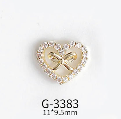 Nail Charm 3D Dimond Heart with Bow 2 pcs/bag Beyond Beauty Page