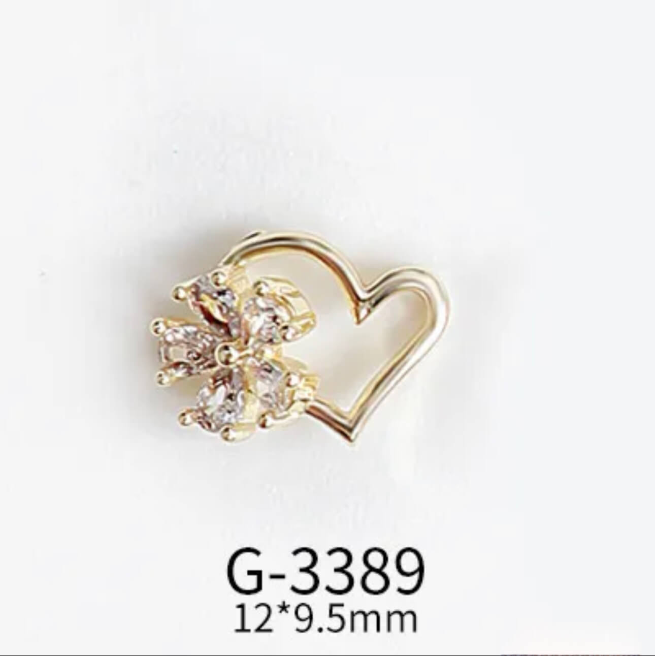 Nail Charm 3D Heart with Diamond Flower 2 pcs/ bag Premier Nail Supply