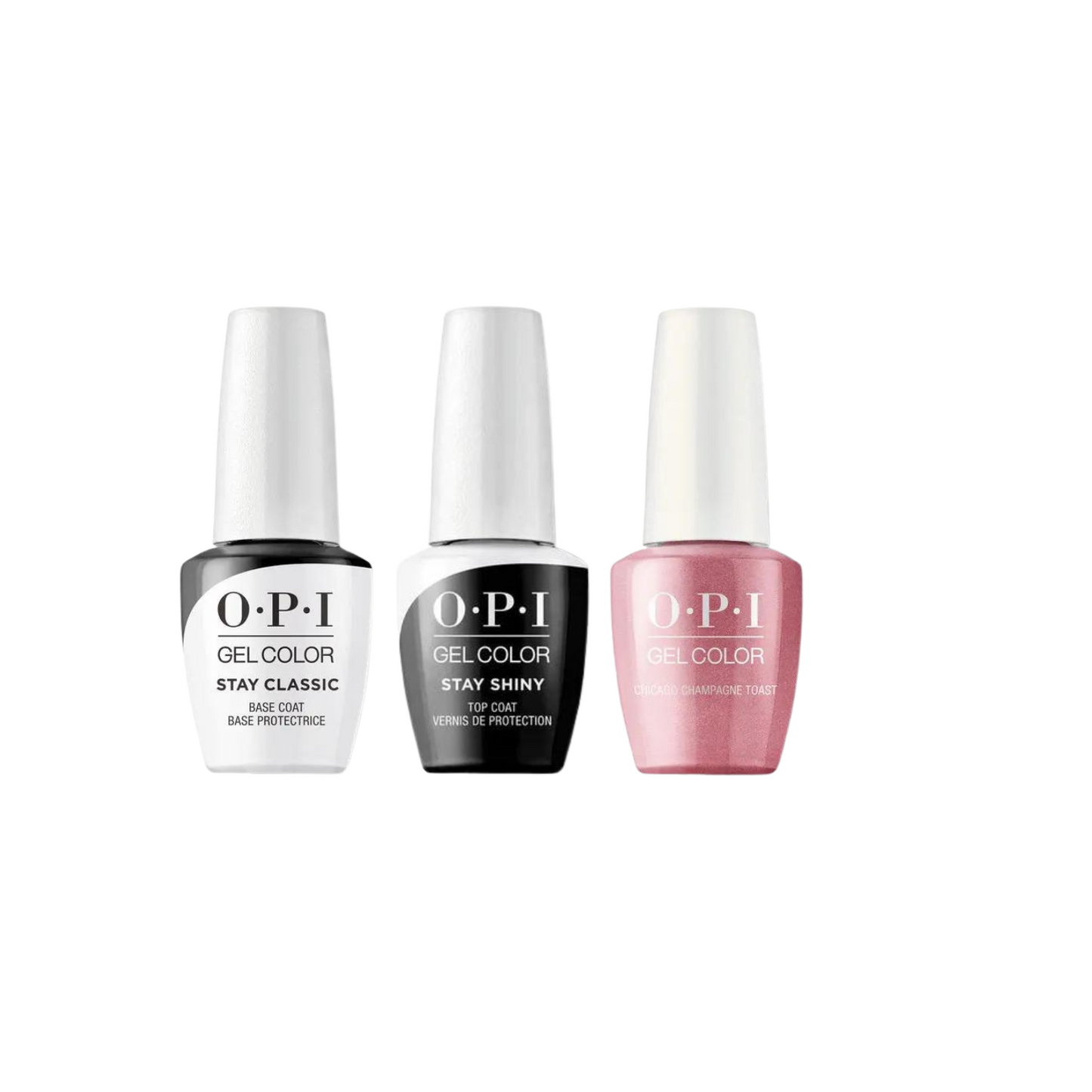 OPI Gelcolor Combo - Stay Classic Base, Shiny Topcoat & Chicago Champagne Toast OPI