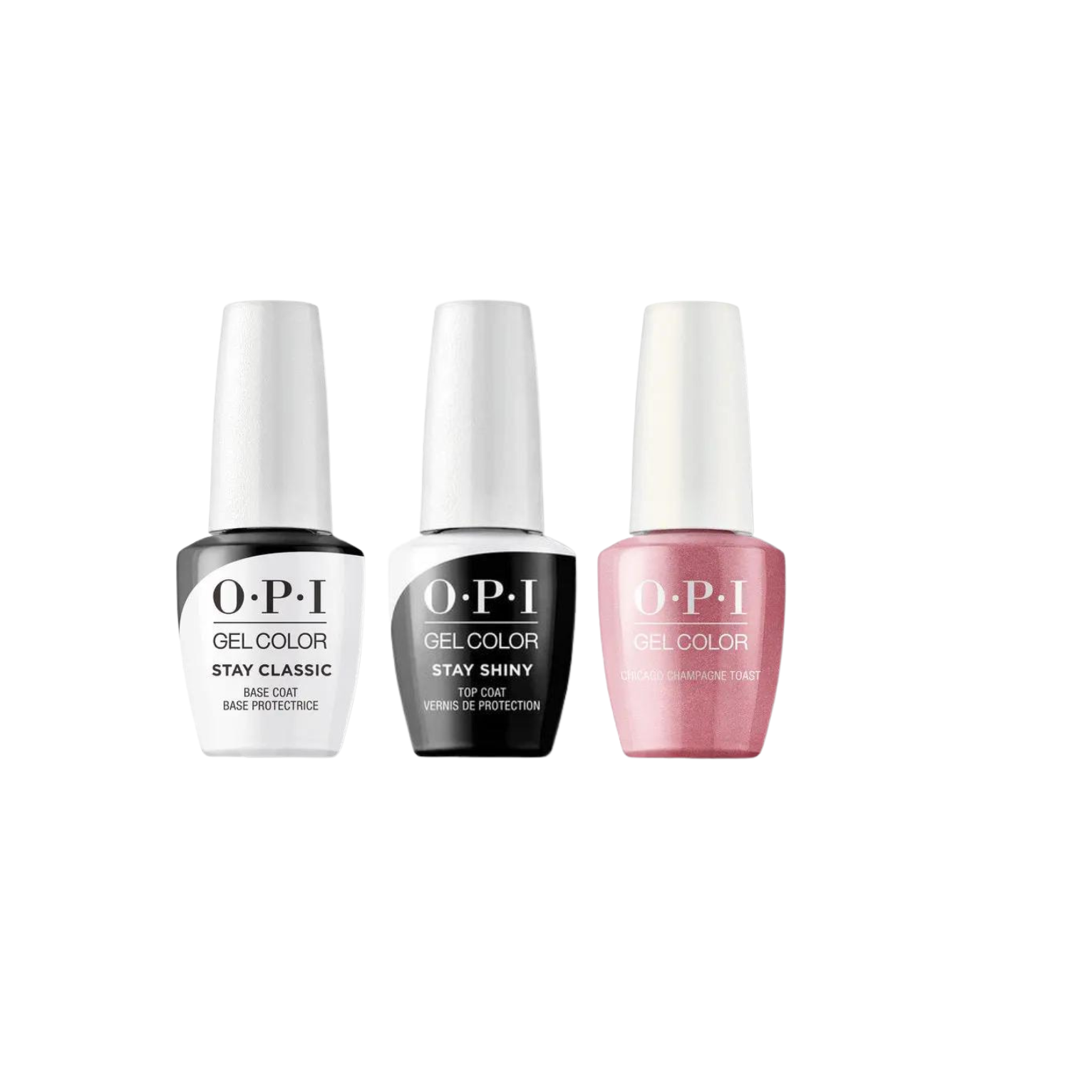 OPI Gelcolor Combo - Stay Classic Base, Shiny Topcoat & Chicago Champagne Toast OPI