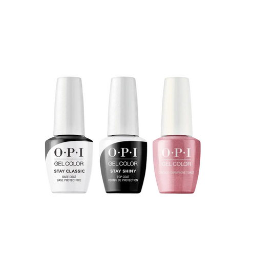 OPI Gelcolor Combo - Stay Classic Base, Shiny Topcoat & Chicago Champagne Toast OPI