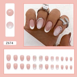 Press On Nail On Manicure Ombre White French Tip Rihistone Z674 Beyond Beauty Page