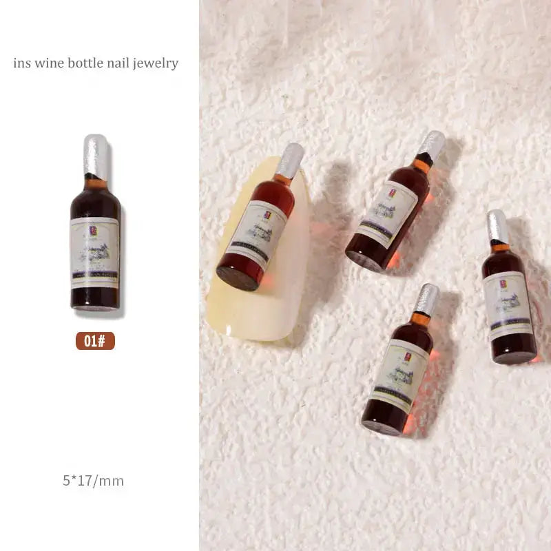 Nail Charm 3D Resin Wine Bottle 3pcs/bag Premier Nail Supply