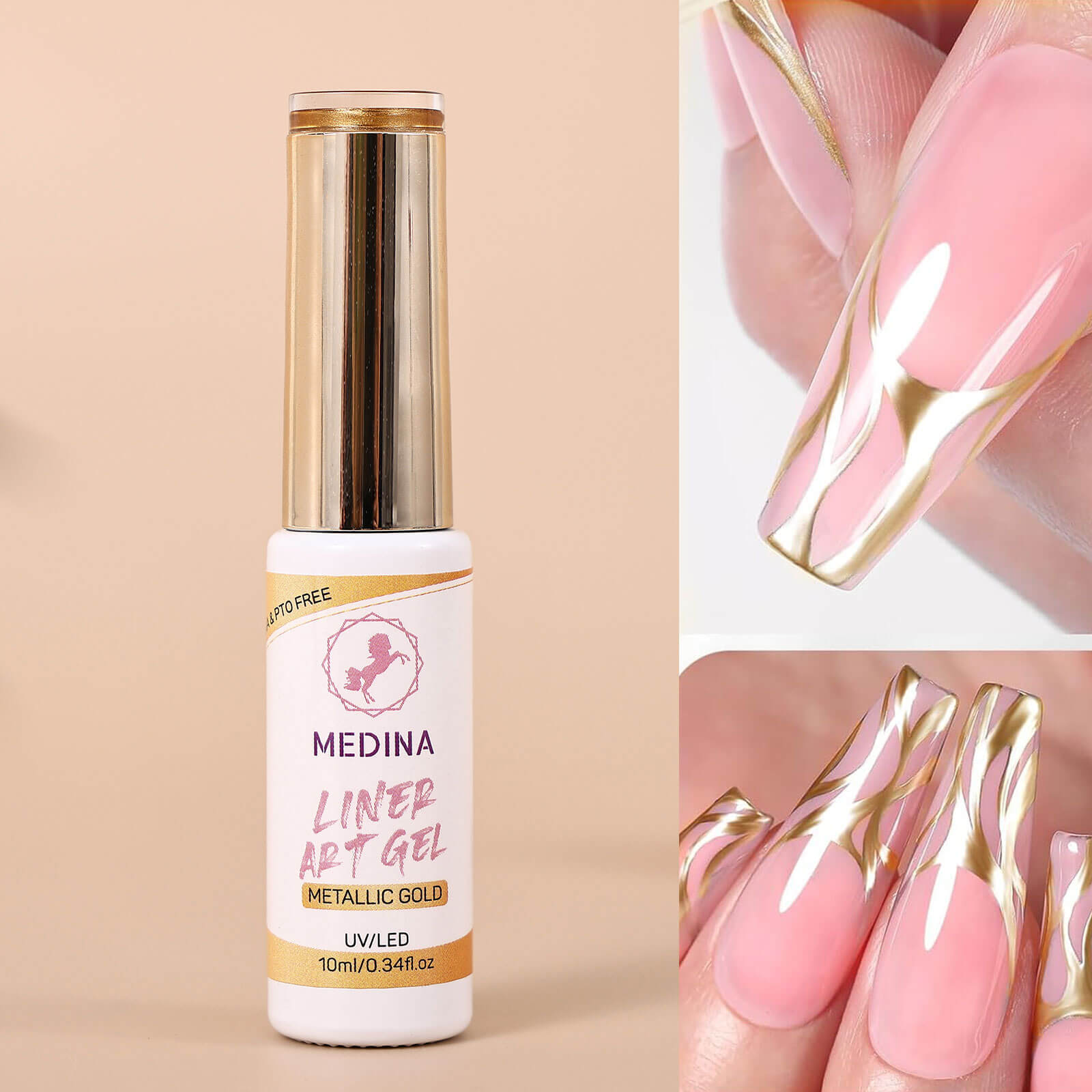 Medina - Nail Art Gel Liner Gold Chrome 10ml Medina