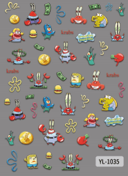 Nail Sticker SpongeBob Krabs #YL1035 Premier Nail Supply