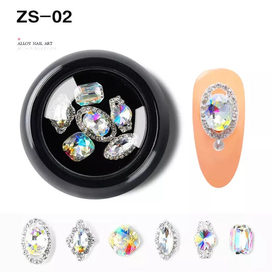 Nail Charm Alloy Luxury Diamonds Crystal 6pcs Mix ZS-02 Premier Nail Supply