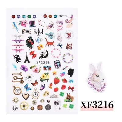 Nail Sticker Butterfly, Key, Cupid - XF3216 Premier Nail Supply