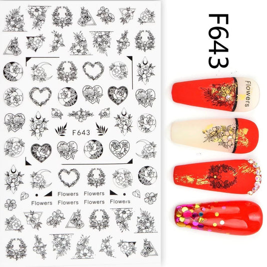 Nail Sticker Flower Heart F643 Premier Nail Supply