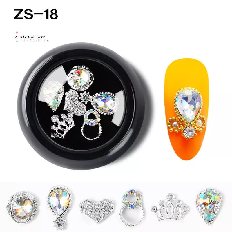 Nail Charm Alloy Luxury Diamonds Crystal 6pcs Mix ZS-18 Premier Nail Supply