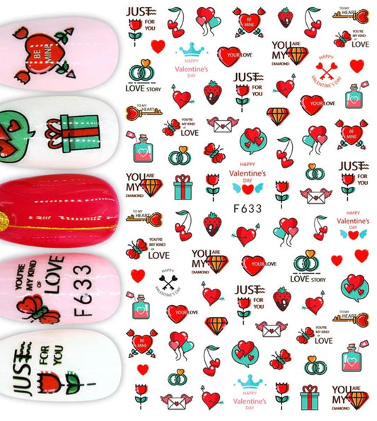 Nail Sticker Valentine - F633 Premier Nail Supply
