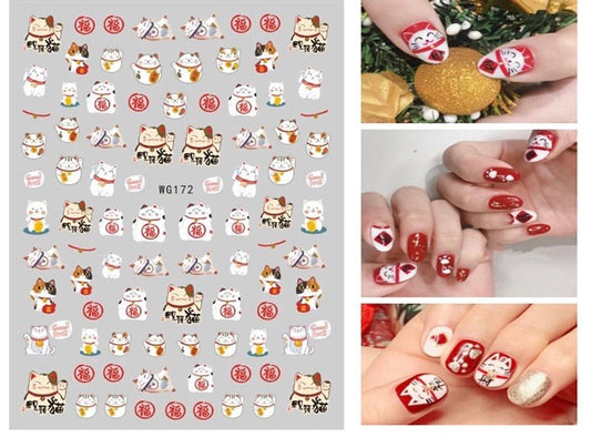 Nail Sticker Cat of Fortune - WG172 Premier Nail Supply