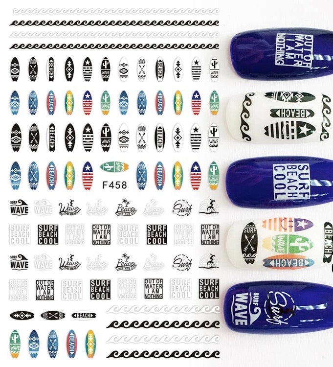 Nail Sticker Surfboard - F458 Premier Nail Supply