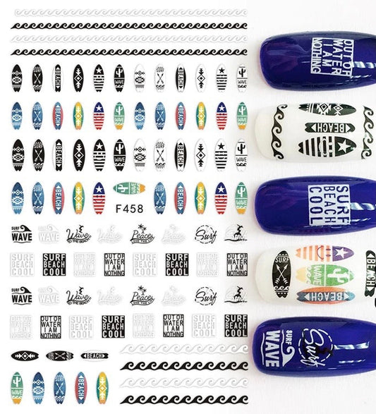 Nail Sticker Surfboard - F458 Premier Nail Supply