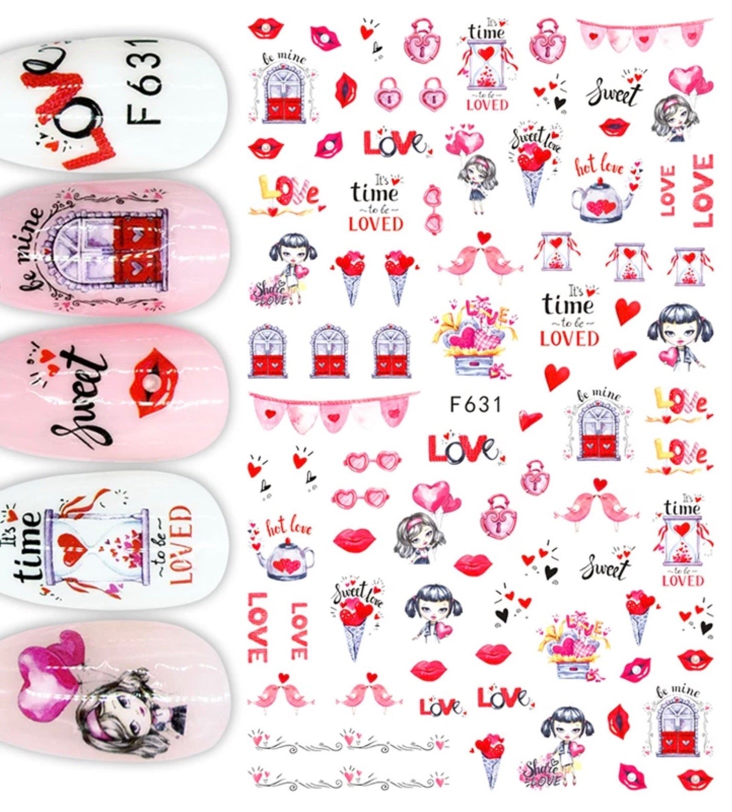 Nail Sticker Valentine Love F631 Premier Nail Supply
