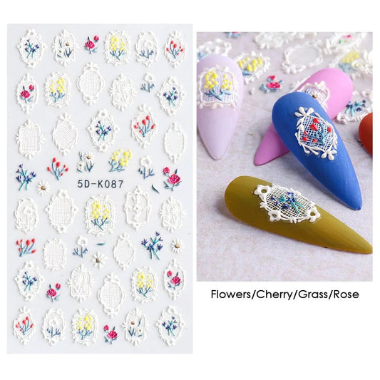 Nail Sticker Cherry Mix Rose 5D-K087 Premier Nail Supply