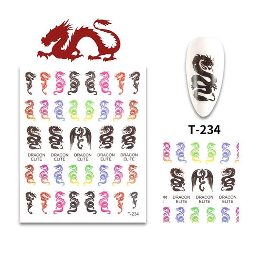 Nail Sticker Colorful Dragon Nail Sticker - T234 Premier Nail Supply
