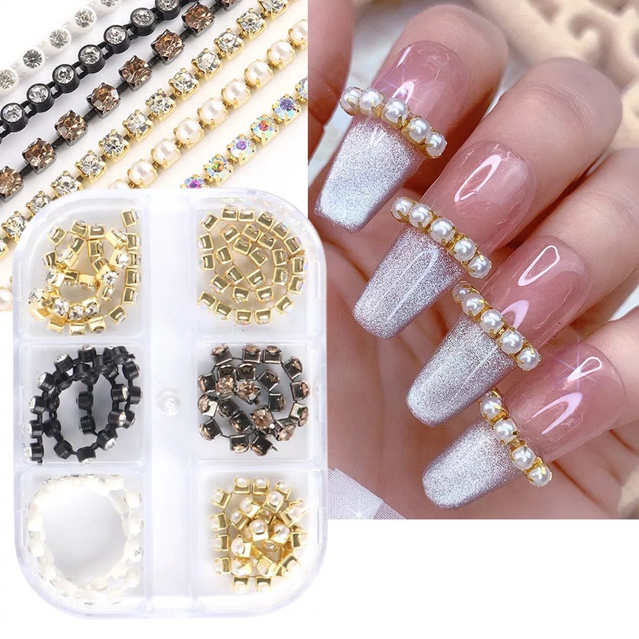 Nail Charm Metal Chains Design 6 Types/Box Premier Nail Supply