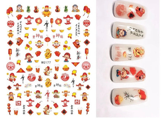 Nail Sticker Chinese New Year God of Wealth - WG177 Premier Nail Supply