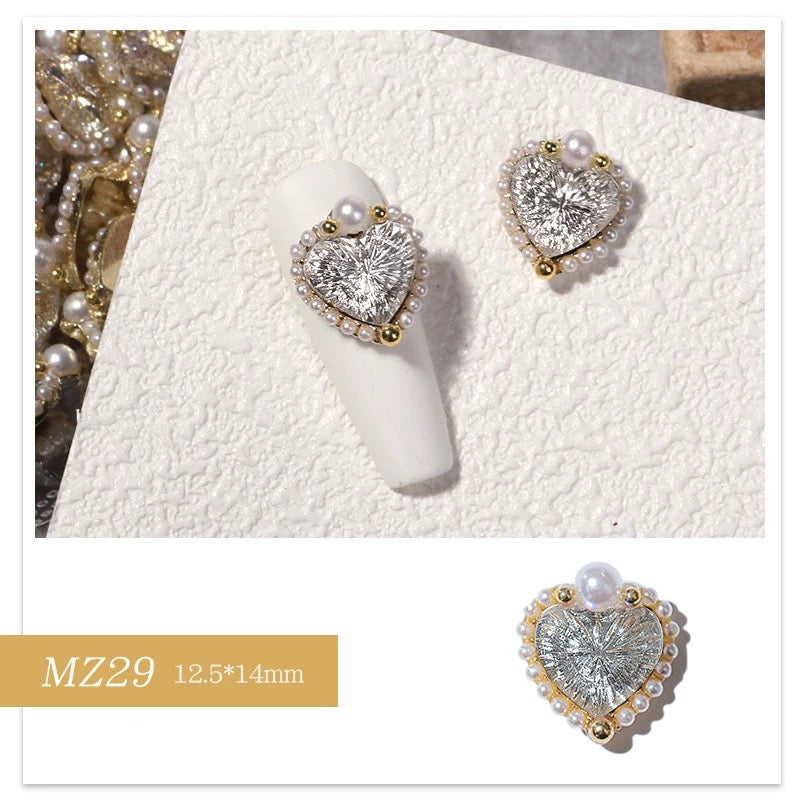 Nail Charm Diamond Heart Pearl MZ29 Premier Nail Supply