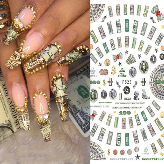 Nail Sticker In God We Trust 💵- F523 Premier Nail Supply