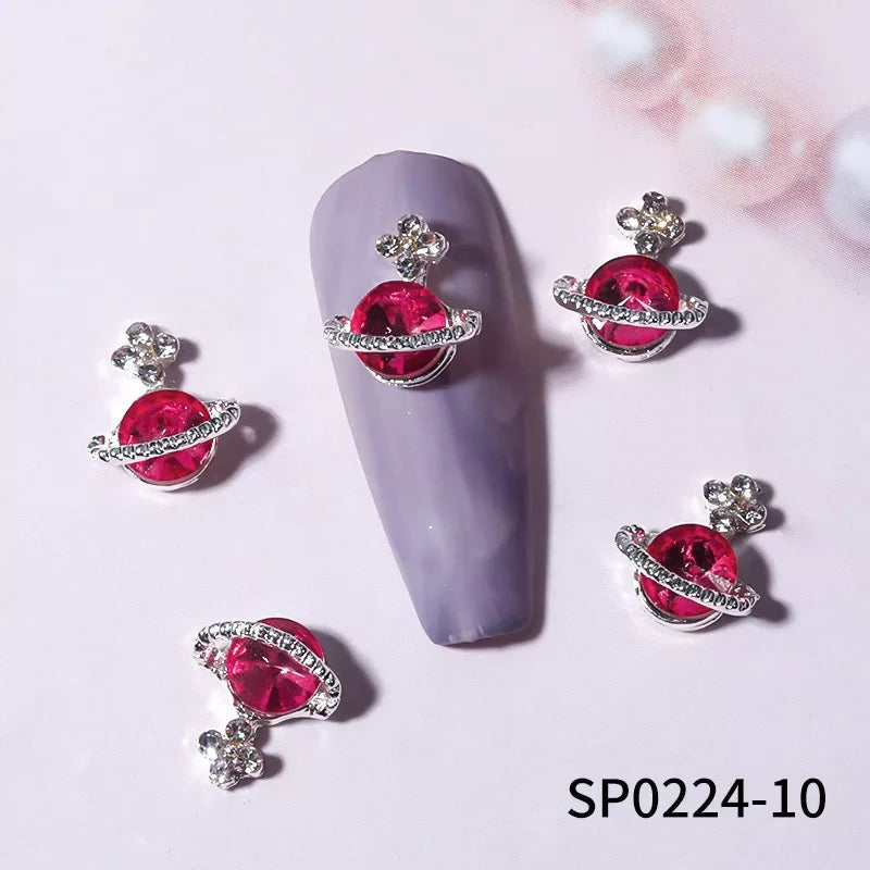 Planet 3D Rhinestone Nail Charm Decoration 6pcs Premier Nail Supply