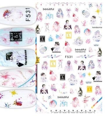 Nail Sticker Beautiful Boy & Girl - F531 Premier Nail Supply