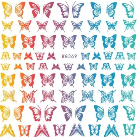 Nail Sticker Colorful Butterfly WG369 Premier Nail Supply