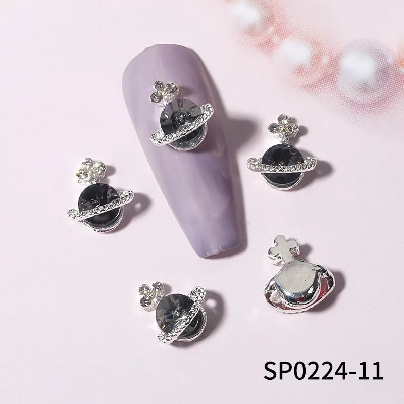 Planet 3D Rhinestone Nail Charm Decoration 6pcs Premier Nail Supply