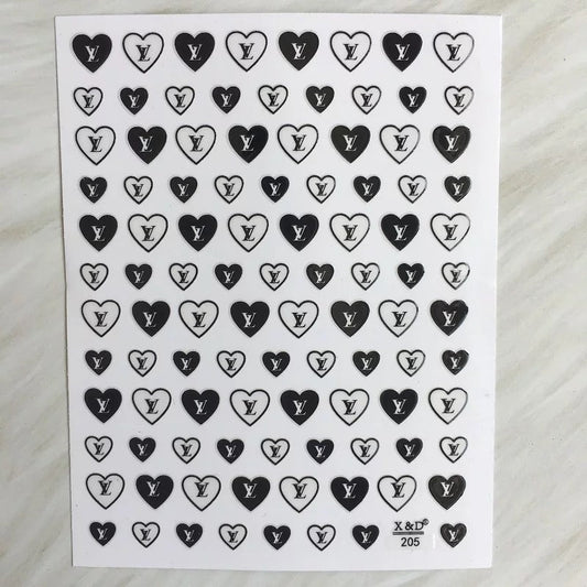 Nail Sticker Black & White Heart 202 Premier Nail Supply