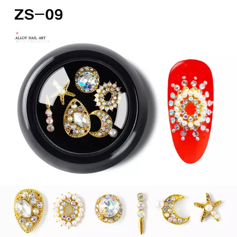 Nail Charm Alloy Luxury Diamonds Crystal 6pcs Mix ZS-09 Premier Nail Supply