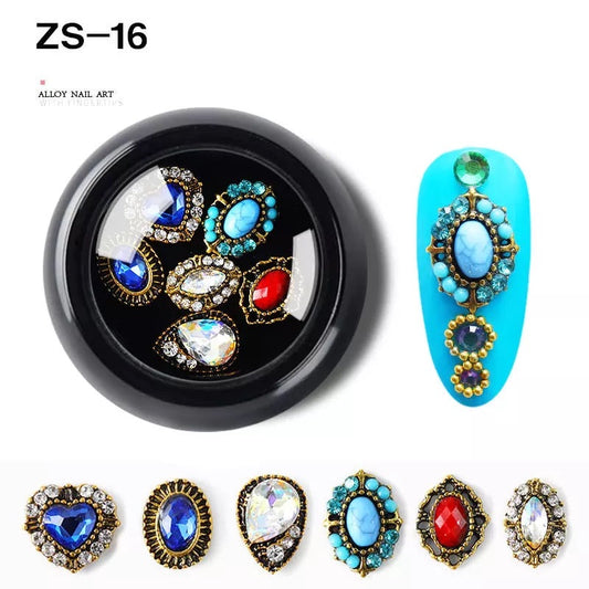 Nail Charm Alloy Luxury Diamonds Crystal 6pcs Mix ZS-16 Premier Nail Supply