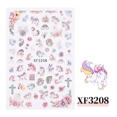 Nail Sticker Unicorns XF3208 Premier Nail Supply