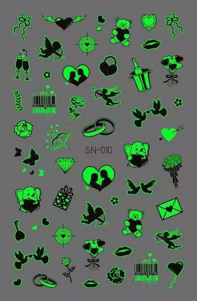Nail Sticker Valentine Glowing the Dark SN010 Premier Nail Supply
